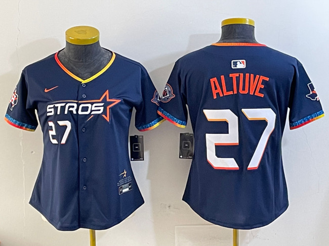Youth Houston Astros #27 Jose Altuve Navy 2025 City Connect With Texas Patch Limited Stitched Baseball Jersey Youth Houston Astros #27 Jose Altuve Navy 2025 City Connect With Texas Patch Limited Stitched Baseball Jersey